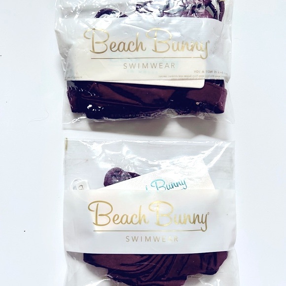 Beach Bunny Bikini (Reese) High Neck top and (Angela) Skimpy bottoms! PLUM - M - Picture 3 of 3